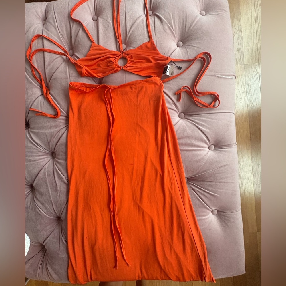 SHEIN Orange Top and Skirt Set
